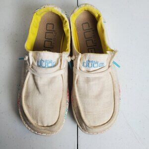 Hey Dude Wendy Slip-on Shoes Sugar Vibe Cream Colorful Womens Size 5